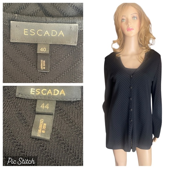Escada black knit sweater and sleeveless top size 40/44 - Picture 1 of 14